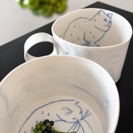 Handmade porcelain cat cup - NestCats Dubrovnik souvenir