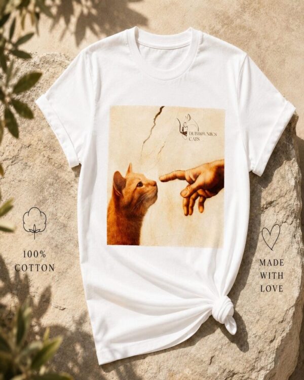 Creation of Adam Cat T-Shirt - Handmade Cat Souvenir from Dubrovnik