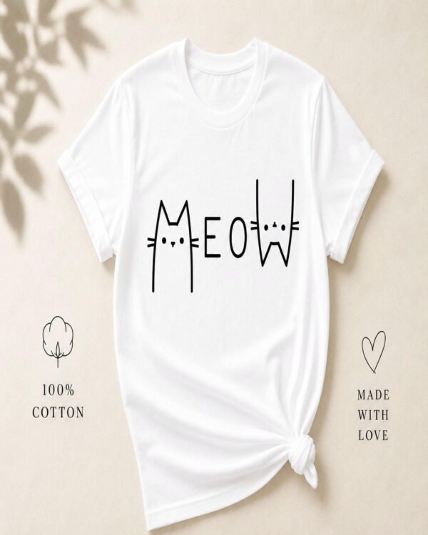 “Meow” Cat T-Shirt - Handmade Cat Souvenir from Dubrovnik